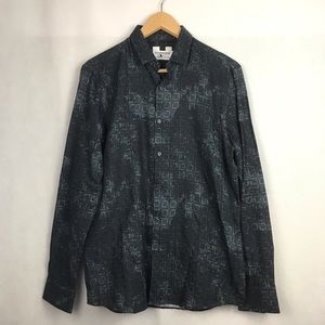 Topman Men's Size Medium Button Up Casual Long Sleeve 100% Cotton Shirt